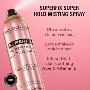 Revolution Beauty, Superfix Misting Makeup Setting Spray, Ultra Matte & Shine Free Finish, Long Last...