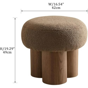 Stylish WAKEEPING Round Footstool Ottoman in Cozy Brown