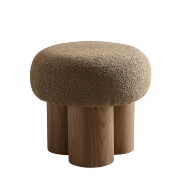 Stylish WAKEEPING Round Footstool Ottoman in Cozy Brown