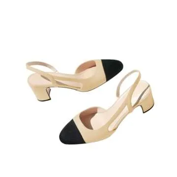 JANSEVEN Slingback Shoes for Women with Chunky Heels