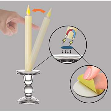 ABMTech Christmas Window Flameless Taper Candles with Timer Remote, Suction Cup and Magnetic Base, Flickering Battery Operated for Christmas & Halloween Decorations (6 Pack)