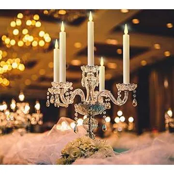 ABMTech Christmas Window Flameless Taper Candles with Timer Remote, Suction Cup and Magnetic Base, Flickering Battery Operated for Christmas & Halloween Decorations (6 Pack)