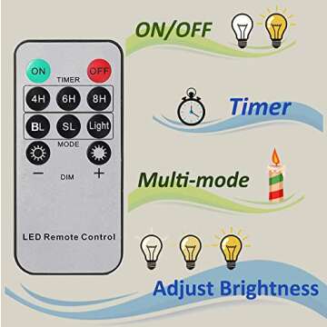 ABMTech Christmas Window Flameless Taper Candles with Timer Remote, Suction Cup and Magnetic Base, Flickering Battery Operated for Christmas & Halloween Decorations (6 Pack)