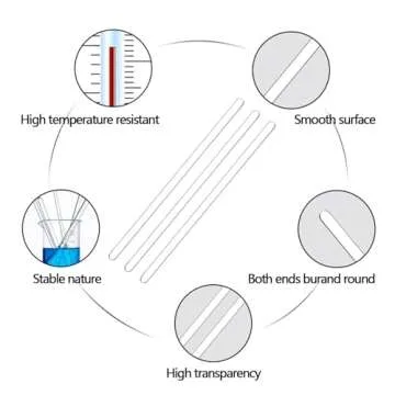 Burry Life Science Glass Stick 12" Length Stir Rod with Both Ends Round 8pcs/pk