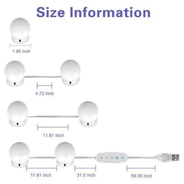 SICCOO Makeup Vanity Lights for Mirror, Hollywood Style LED Vanity Mirror Lights with 14 dimmable Bulbs, USB Cable, White