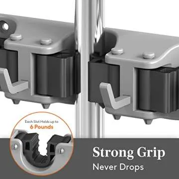 Lifewit Mop and Broom Holder Wall Mount, Anti-Slip Broom Hanger for Kitchen Organization, Heavy Duty...