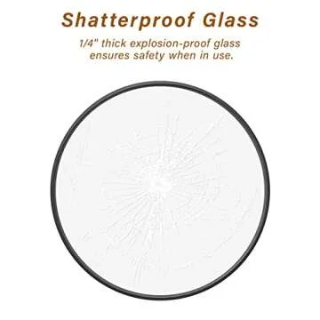 USHOWER 18 Inch Round Black Mirror - Modern Style