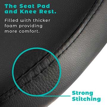 CHADIOR Ergonomic Kneeling Chair for Home Office，Adjustable Stool for with Thick Foam Cushions and Smooth Gliding Casters, Improve Posture and Relieve Back Pain, Black