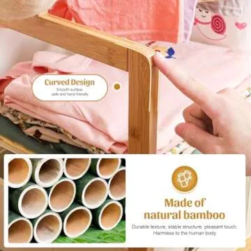 Vilaxing Kids Clothing Rack Bamboo with 2 Storage Baskets and 2 Adjustable Hanging Rods,Child Garment Holder with Shelf, Dress up Racks for Playroom,Toddlers Bedroom (Natural)