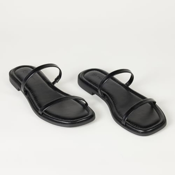 The Drop Women’s Stylish Square Toe Flat Sandals