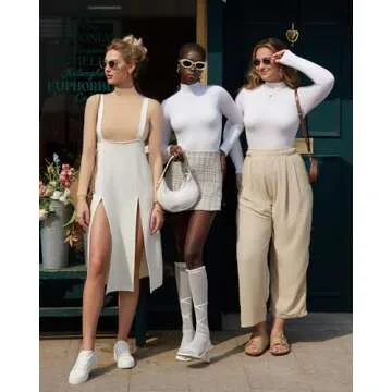 MANGOPOP Women's Mock Turtle Neck Long Sleeve Tops Bodysuit Jumpsuit