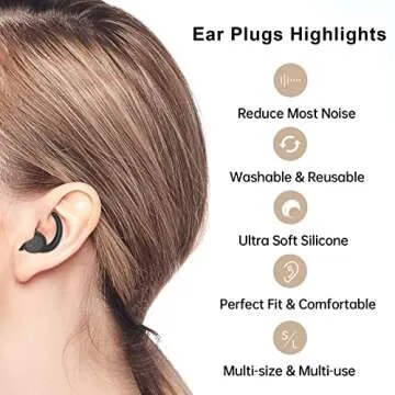 Ear Plugs for Sleeping Soft Silicone Earplugs Noise Reduction 2 Pairs Reusable Earplug Sound Blockin...