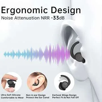 Ear Plugs for Sleeping Soft Silicone Earplugs Noise Reduction 2 Pairs Reusable Earplug Sound Blocking NRR 33dB Noise Cancelling for Snoring, Sleep, Work, Concerts, Shooting, Travel, Dogdogkut (Black)