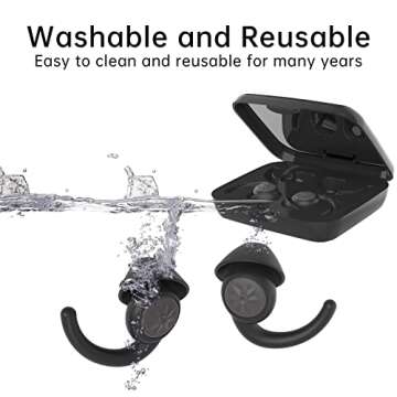 Ear Plugs for Sleeping Soft Silicone Earplugs Noise Reduction 2 Pairs Reusable Earplug Sound Blocking NRR 33dB Noise Cancelling for Snoring, Sleep, Work, Concerts, Shooting, Travel, Dogdogkut (Black)