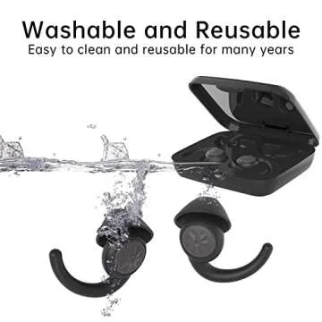 Ear Plugs for Sleeping Soft Silicone Earplugs Noise Reduction 2 Pairs Reusable Earplug Sound Blocking NRR 33dB Noise Cancelling for Snoring, Sleep, Work, Concerts, Shooting, Travel, Dogdogkut (Black)