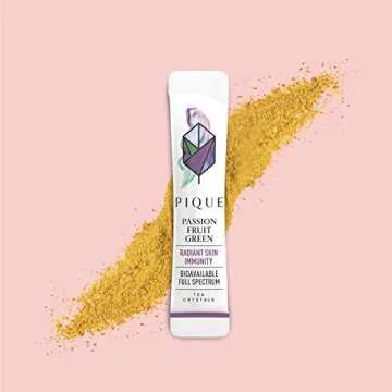 Pique Organic Passion Fruit Green Tea Crystals - Supports Immunity, Energy - 14 Single Serve Sticks (Pack of 1)