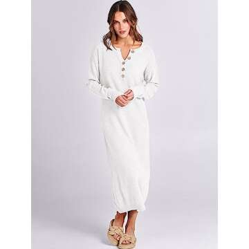 ANRABESS Waffle Knit Midi Sweater Dress for Women