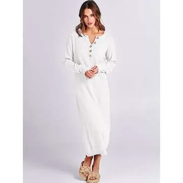 ANRABESS Waffle Knit Midi Sweater Dress for Women