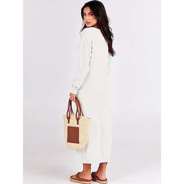 ANRABESS Waffle Knit Midi Sweater Dress for Women