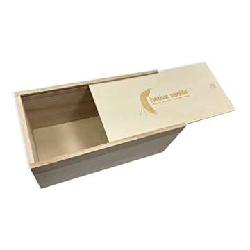 Homemade Vanilla Extract Kit - 1 oz Vanilla Beans, 375ml Clear Glass Bottle with cork in Crafted Wooden Box - Great for Gift set