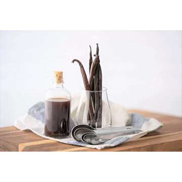 Homemade Vanilla Extract Kit - 1 oz Vanilla Beans, 375ml Clear Glass Bottle with cork in Crafted Wooden Box - Great for Gift set