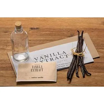 Homemade Vanilla Extract Kit - 1 oz Vanilla Beans, 375ml Clear Glass Bottle with cork in Crafted Wooden Box - Great for Gift set