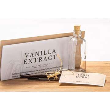 Homemade Vanilla Extract Kit - 1 oz Vanilla Beans, 375ml Clear Glass Bottle with cork in Crafted Wooden Box - Great for Gift set