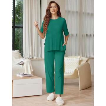 Ekouaer Women's Soft Lounge Set - Comfy Pajama Outfit
