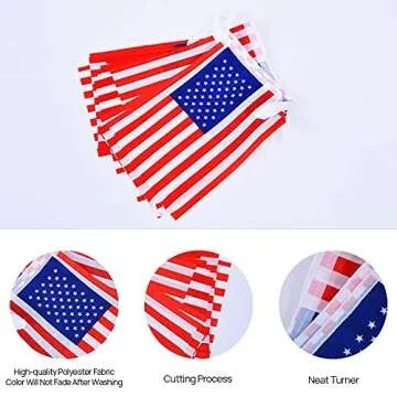 60PCS American flag, Independence Day Banner American Flag, 65Ft American flag Banner, Outside, very suitable for Patriotic Events, Sports, Bars Decorations
