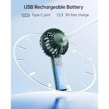 SWEETFULL Mini Portable Fan Powerful Handheld Fan Rechargeable,3 Speeds Personal Small Hand Fan for Travel Makeup Eyelash Fan for Stylish Kids Girls Women USB Cute Design, Dark Green