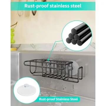 HapiRm 4 in 1 Adhesive Sponge Holder Sink Caddy for Kitchen