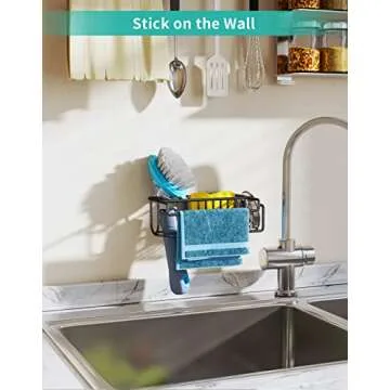 HapiRm 4 in 1 Adhesive Sponge Holder Sink Caddy for Kitchen