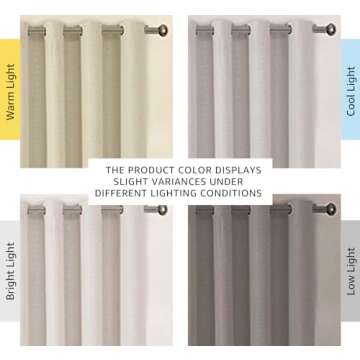 H.VERSAILTEX Linen Blackout Curtain 96 Inches Long for Bedroom/Living Room Thermal Insulated Grommet Linen Look Curtain Drapes Primitive Textured Burlap Effect Window Drapes 1 Panel - Heather Ivory