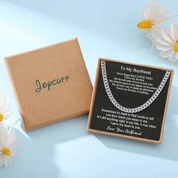 JoycuFF to My Boyfriend Necklace Birthday Anniversary Cuban Chain from Girlfriend BF Stainless Steel Unique 6MM Father's Day Chain