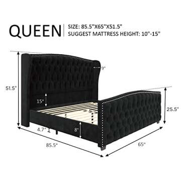 Luxurious AMERLIFE Queen Platform Bed Frame