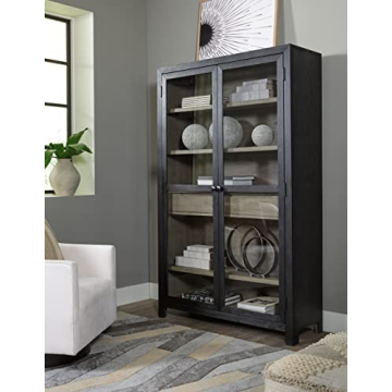 Signature Design by Ashley Lenston Transitional Accent Cabinet, Black & Gray