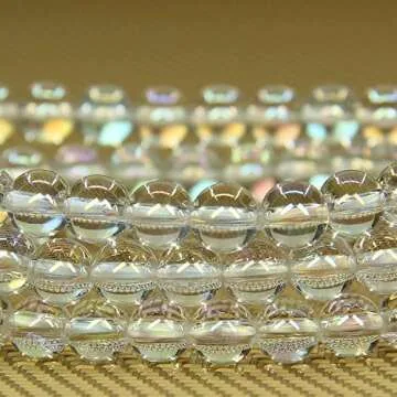 Natural Aqua Aura Clear Quartz Gemstone 6mm Round Beads Stretch Bracelet 7" Unisex