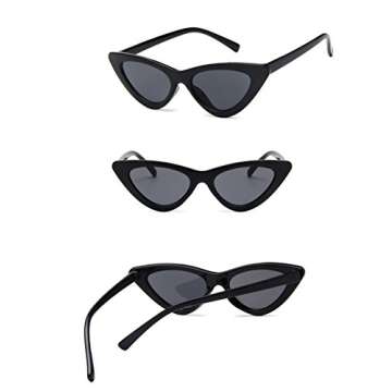 FOURCHEN Retro Vintage Narrow Cat Eye Sunglasses for kids Clout Goggles Plastic Frame (cateye white+cateye black)