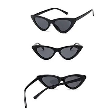 FOURCHEN Retro Vintage Narrow Cat Eye Sunglasses for kids Clout Goggles Plastic Frame (cateye white+cateye black)