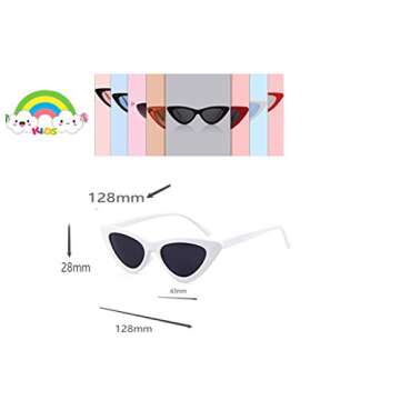 FOURCHEN Retro Vintage Narrow Cat Eye Sunglasses for kids Clout Goggles Plastic Frame (cateye white+cateye black)