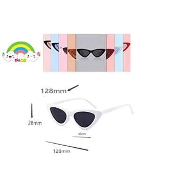 FOURCHEN Retro Vintage Narrow Cat Eye Sunglasses for kids Clout Goggles Plastic Frame (cateye white+cateye black)