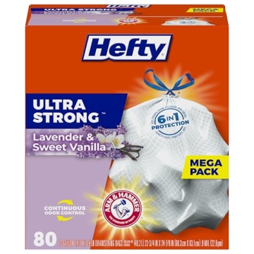 Hefty Ultra Strong 13 Gallon Trash Bags, Tall Kitchen Trash Bags 13 Gallon Size, Drawstring Closure,...