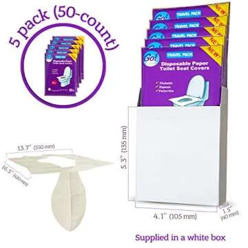 GoHygiene: XL Travel Pack of 4 Packs (40-Count) + 1 Free Pack (10-Count) ! - Disposable Toilet Seat Covers - New!