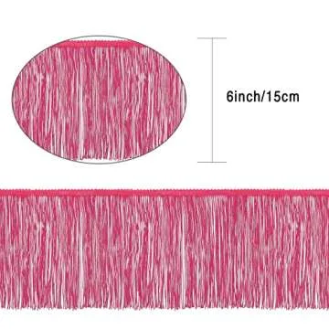 AWAYTR 10 Yards Sewing Fringe Trim - Vibrant 6" Rose Red