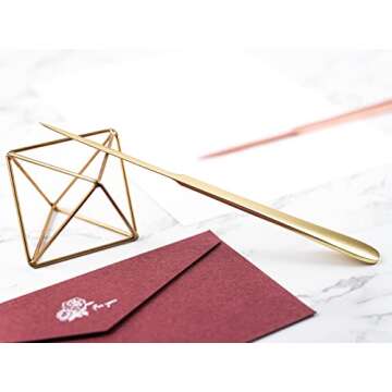 MUSROD 9" Golden Metal Letter Opener with Minimalist Design, Safe Double Edge Blades, Anti-Fingerprint Long Handle, Mail Opener Paper Knife Tool Envelope Opener