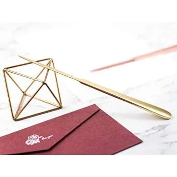 MUSROD 9" Golden Metal Letter Opener with Minimalist Design, Safe Double Edge Blades, Anti-Fingerprint Long Handle, Mail Opener Paper Knife Tool Envelope Opener