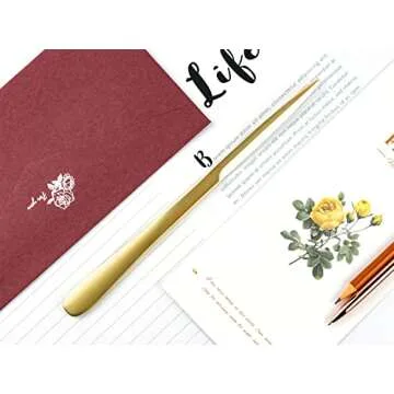 MUSROD 9" Golden Metal Letter Opener with Minimalist Design, Safe Double Edge Blades, Anti-Fingerprint Long Handle, Mail Opener Paper Knife Tool Envelope Opener