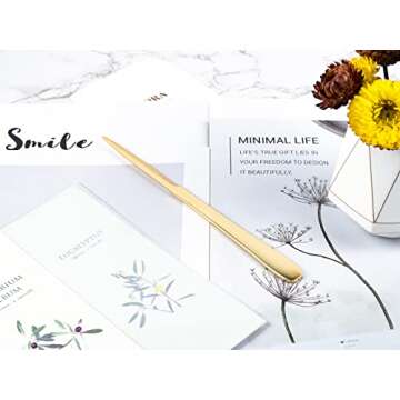 MUSROD 9" Golden Metal Letter Opener with Minimalist Design, Safe Double Edge Blades, Anti-Fingerprint Long Handle, Mail Opener Paper Knife Tool Envelope Opener