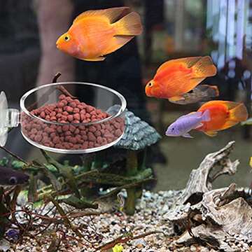 Dannisly Aquarium Shrimp Feeder Dish Round Fish Tank Feeder Bowls Clear Aquarium Feeding Cup with Suction Cup