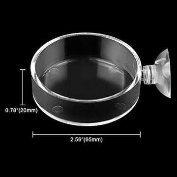 Dannisly Aquarium Shrimp Feeder Dish Round Fish Tank Feeder Bowls Clear Aquarium Feeding Cup with Suction Cup